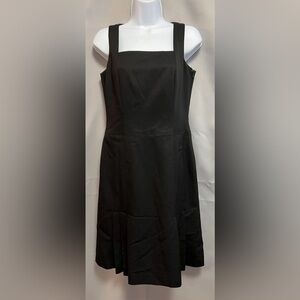 Ann Taylor  Pencil Dress Womans Sz 2 Solid‎ Black Sleeveless Square Neck